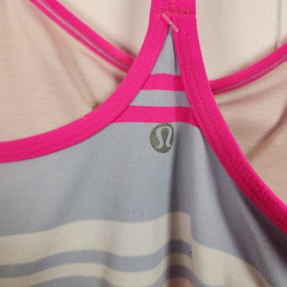 LULULEMON POWER Y TANK TOP RASPBERRY GROOVY STRIPE MULTI GLOW SIZE 4 Gym Yoga - Picture 4 of 7